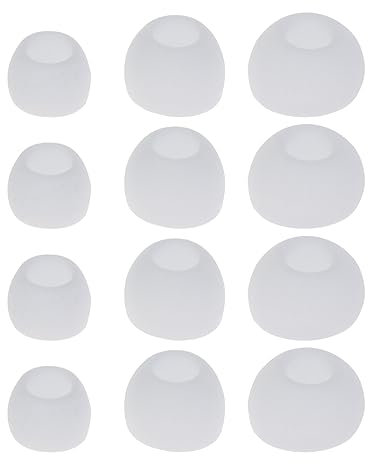 HIOPOIUYT Lot de 12 embouts en silicone pour écouteurs de tailles S/M/L - Embouts souples en caoutchouc souple - Compatibles avec étui