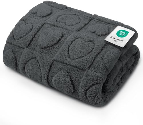 Luciphia liten hundfilt tvättbar husdjurssängöverdrag mjuk fluffig valpfilt med premiumfleece mysiga lugnande kattfiltar för inomhuskatter grå 145 x 102 cm