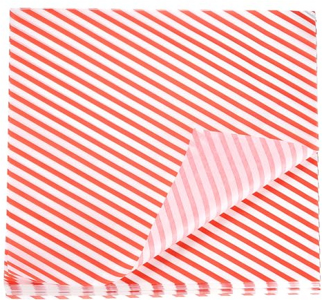QUARKZMAN 100Pcs Papier Sulfurisé Feuilles de Papier Ciré à Rayures Carrées 30cm x 30cm Papier Emballage Alimentaire Absorbant l'Huile pour Aliments Secs, pour Sandwichs, Pain, Rouge
