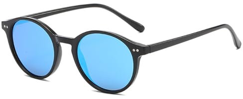 CIKJUK Sonnenbrille Kinder Polarisiert Rund Jungen Mädchen Klassisch Jugendliche Kinder Sonnenbrillen UV400 Schutz für 8-18 Jahre-Schwarz/Blau Verspiegelt