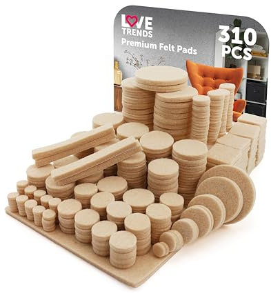 Felt Floor Protector Pads - 310pc Set - Furniture Feet Adhesive Protectors for Wood, Laminate & Hard Floors - Multiple Sizes for Chairs, Sofas and Tables