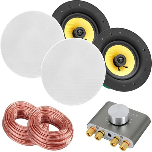 Pronomic CLS-540 WH Set de Altavoces Empotrables de 2 Vías 160W - Altavoces de Techo con Bluetooth y Amplificador HiFi - Sonido Claro para Salón, Hostelería y Espacios Interiores