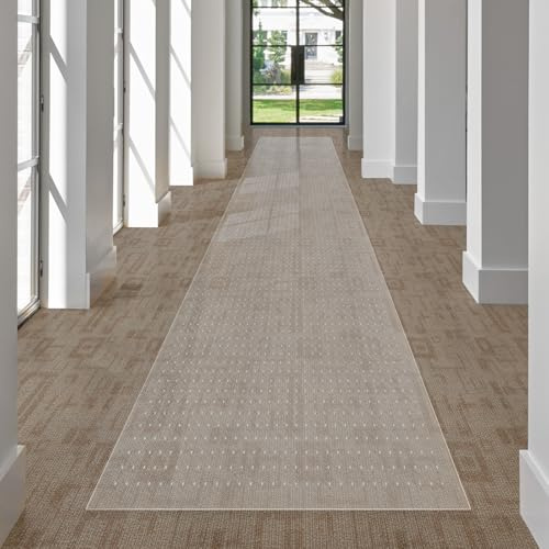 SALLOUS Plastic Runner Mat for Hallway, 3' x 10' Runner Rug for Carpet, Waterproof Vinyl Floor Mat for Carpeted Floors, Slip Resistant Runner Rug with Grips, Carpet Protector for Home (Clear)
