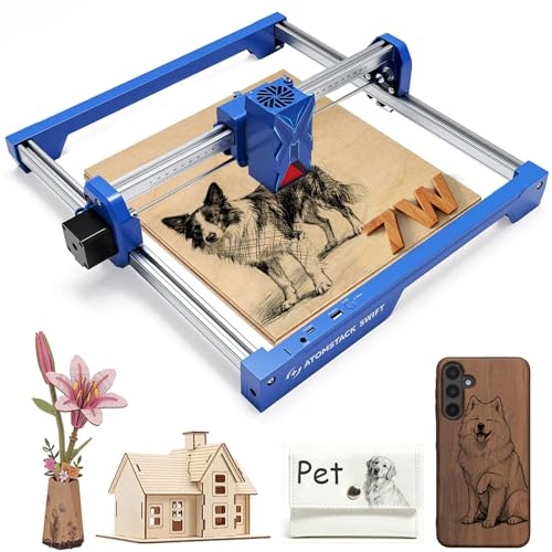 ATOMSTACK Swift 7W Macchina per incisione laser portatile, macchina per taglio laser, macchina per taglio laser ad alta precisione da 0,01 mm per legno e metallo rivestito, acrilico scuro, pelle