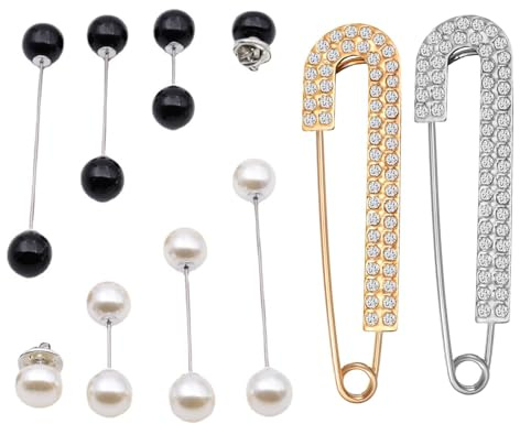 Broches para Ropa Mujer,10 PCS Imperdibles Decorativos con Cristal y Perla para Chal Suéter Bufandas y Vestidos Pinza para Bufanda Alfileres para Falda Escocesa Broches y Alfileres