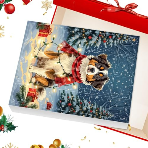 Adventskalender med doftljus - 26 x 18 x 3 cm | hundhänge i akryl, 24 dagars nedräkningsdekoration för vuxna och | säsongsbetonad till jul, action
