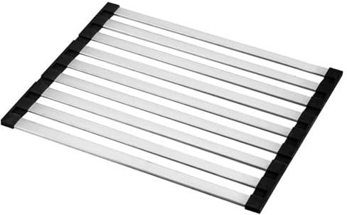 Vikbar diskställ justerbar diskbänk sil upprullningsdesign 55 cm köksredskap platsbesparande torkställ för tallrikar och köksredskap