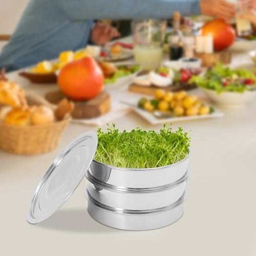 Pioli in acciaio inox, ciotola rotonda per semina impilabile con rete e serbatoio dell'acqua, ciotole per semina a due livelli, per piantare diversi tipi di semi e fagioli
