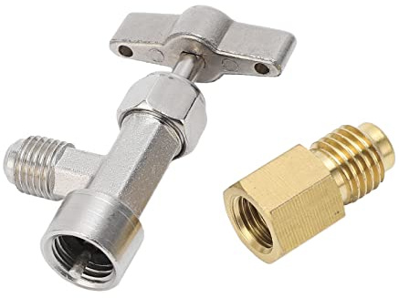 MasYosh Vanne de Robinet de Canette Auto-obturante, Ouvre-boîte de Distributeur de Réfrigérant en Acier Inoxydable avec Adaptateur de Tuyau fileté 1/4 Po 1/2 Po, pour Systèmes de