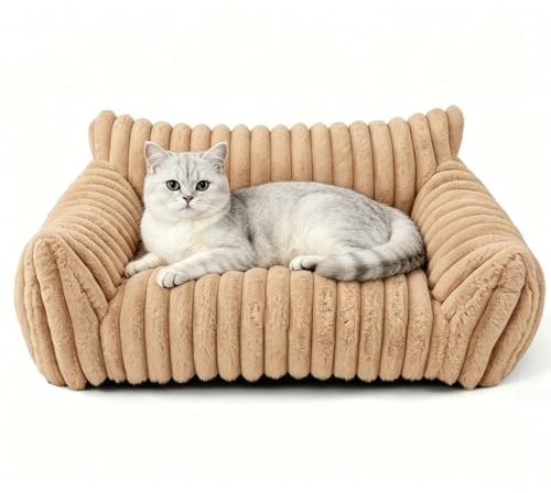 Extended Pet Sofa Bed,Soft Fluffy Plush Couch for Cats & Small Dogs