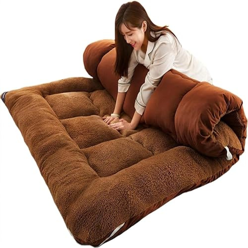 Materasso futon giapponese full size – Materasso arrotolabile king size accogliente e caldo da pavimento tradizionale a molle per dormire comodamente e soluzione salvaspazio