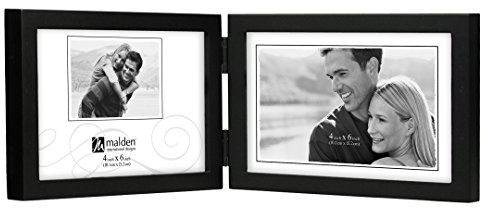 Malden International Designs Black Concept Wood Picture Frame, Double Horizontal, 2-4x6, Black