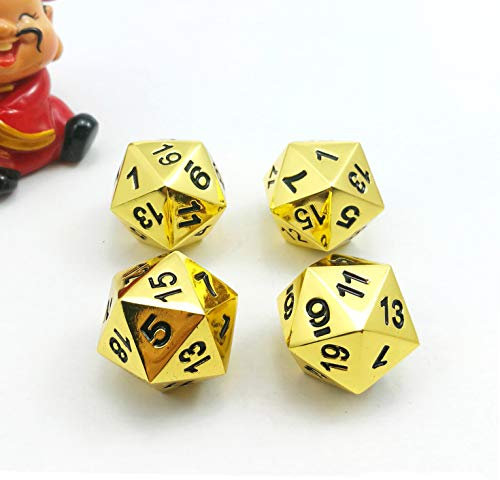 Reihe 4 Deluxe Goldene Solide Metall Polygonal Würfel Spielwürfel Würfeln W20, Gold Metallic 20 Seiten Polyedrische Dice 4 Stücke