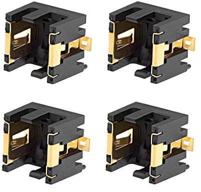 sourcing map 4 piezas AG13/LR44 soporte de batería horizontal para botón de moneda, color negro