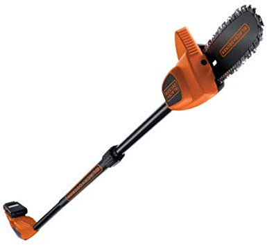 Black+Decker PS1820L1-QW Elagueur sur perche sans Fil - 18 V - 2, 5 Ah - manche télescopique de 1, 74 M à 2, 92M - Branche Ø = 18cm - Guide de 20 cm - 1 batterie - Frein de Chaîne Instantané