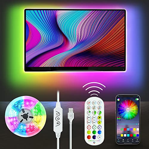 Meiyue LED TV Backlights, 4M TV LED Lights for 55-75 inch TV, PC Backlights, RGBIC Backlight with Music Sync, Remote Bluetooth APP Control Strip Lights USB Powered for Room Xmas Decor
