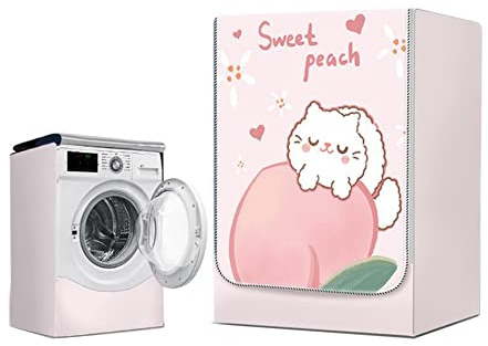Odot Copri Lavatrice Esterni, Coprilavatrice da Esterno Impermeabile, Copertura per Lavatrice e Asciugatrice con Aperture Frontali, Antipolvere Anti Sunlight Antimacchia (Pesca Rosa,S)