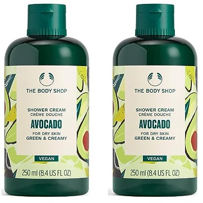 Body Shop Avocado Shower Cream x 2, 250ml | Nourishing & Hydrating Body Wash Duo | Creamy Avocado Infusion | Gentle Cleansing for Soft Skin