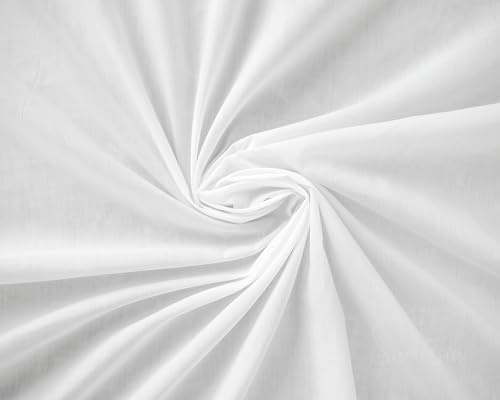Plain White Polycotton Fabric for Dressmaking, Art & Craft, Sewing, Quilting | 45'' - 115 cm Wide| Precut Length 10m