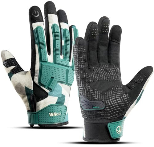 Vilico Motorrad Tactical Handschuhe für Männer Frauen Touchscreen, Dämpfung Palm Pads für MTB Mountainbike, Rennradm, Fahrrad, Klettern