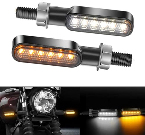 DREAMIZER 2 Stück Motorrad Blinker E-geprüft 12V Universal Mini Blinker Bernstein Licht Wasserdichte Blinker M8 für Cruiser Chopper Roller Quad