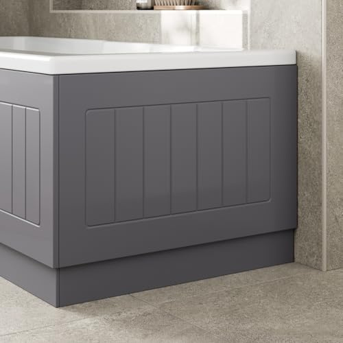 Affine® Tongue & Groove 700mm End MDF Bath Panel 15mm, Grey Gloss | Modern Wooden Panels for Bathroom Baths Soaking Tubs Adjustable Plinth Cut To Size Painted Finish