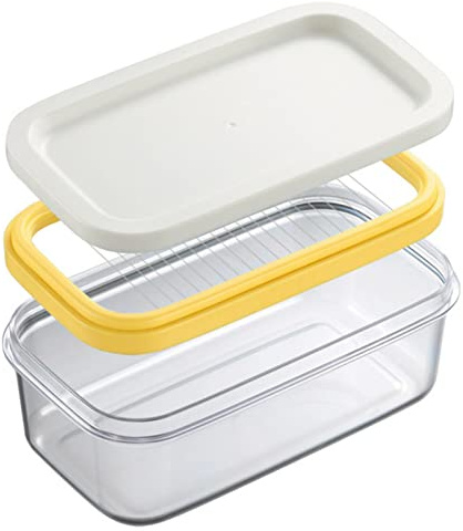 Butter Dish Butter Keeper with Cutter Slicer, Clear Airtight Butter Cutter Slicer For Easy Cutting And Storage, Covered Butter Dish Serving Tray with Butter insert for Home Kitchen