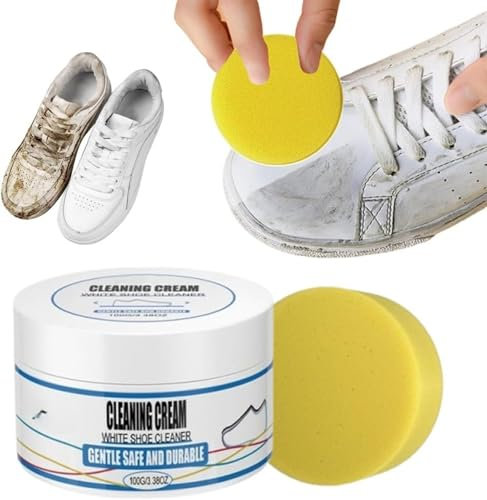 Rengöringskräm för skor, 2024 ny kraftfull rengöring, Magic Shoes fläckborttagningsgrädde, skokräm med svamp, skoblekning rengöringsverktyg, sneakers fläckrengöringskräm