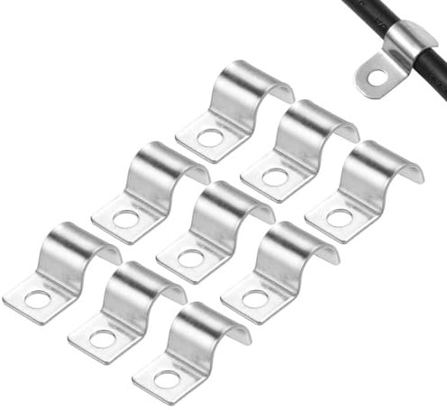 XoeLLe 50 Stück Befestigungsschelle Metall Rohrschellen, Hochleistungs Kabelschellen, Rohrschellen Rohrbefestigung Einzelloch Edelstahl, Rohrklemme für Kabel Ø 8-9 mm
