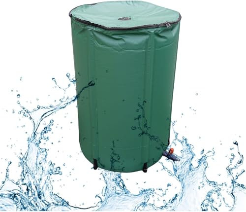 Seau avec support et robinet – tonneau de pluie pliable portable pour l'extérieur – Collecteur d'eau de pluie avec robinet (100 L)