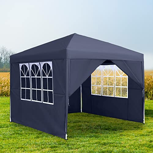 NAIZY Faltpavillon 2,5x2,5 m Pavillon Wasserdicht Gartenpavillon mit 4 Seitenteilen und Tragetasche Faltbar Zelt Polyester Partyzelt UV-Schutz Metall-Verstrebungen, Anthrazit