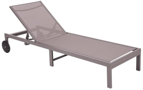 LOLAhome - Tumbona de Jardín y Exterior Zulima Luxe, de Aluminio Gris Topo, Reclinable, con Ruedas. Epoxi Anti-Corrosión. 200x73x30 cm. Mejorada 2026.