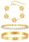 3 Stück Vergoldet Kleeblatt Armband Damen - Kristallen Tennis Armband 6mm Breit Cubic Zirkonia Armreif für Frauen, Wasserfester Tennisarmband mit Edelstahl Armbänder Set Geschenke für Damen, Gold