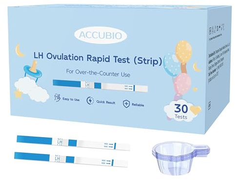 Ovulation Test Strips, Bulk Ovulation Tests, Fertility Tests with Collection Cups, Accurate LH Test for Home, Ovulation Predictor Kit, 5mm Wider 25 MIU/mL (30 Count)
