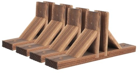 AKOOSY 4 pièces Base de Clôture Bois Massif pour Jardin Support Stable pour Barrière et Piquets Lot de Bases pour Petites Clôtures Accessoire Jardin Résistant et Compatible avec Bordures