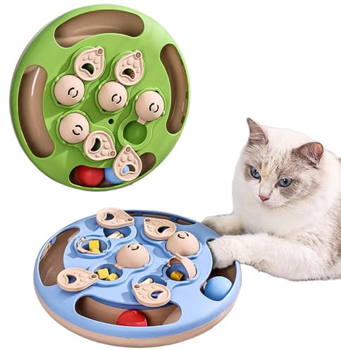 ARELGY Juguete interactivo de rompecabezas para gatos, rompecabezas de golosinas para gatos, dispensador de alimentos de estimulación mental para mascotas, diseño de disco giratorio de alimentación