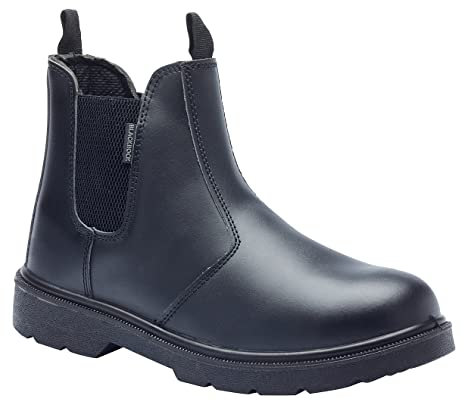 Blackrock Dealer Arbeitssicherheitsstiefel, Stahlkappe, Chelsea Boots, Herren Damen Damen, Sicherheitsschuhe, Gartenarbeit, Schwarz, Reiten, Hof, Slip On Schuhe, Leichtgewicht