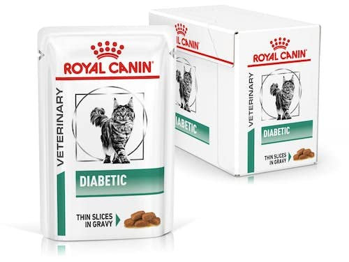 Royal Canin Veterinary Diabetic | 12 x 85 g | Diät-Alleinfuttermittel für Katzen | Zur Regulierung der Glucoseversorgung | Mit feinen Stückchen in Soße | Hoher Proteingehalt