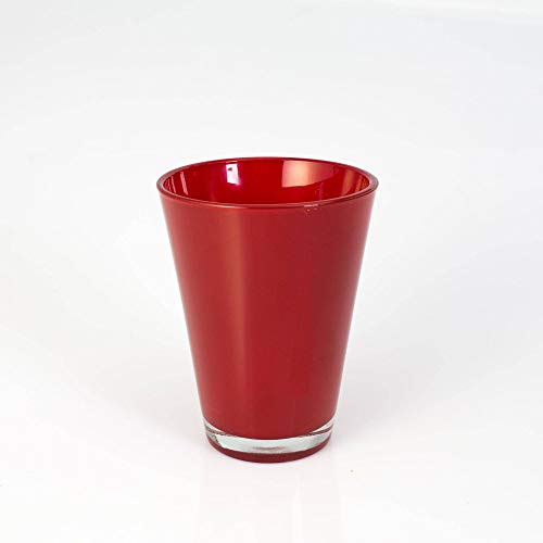 INNA-Glas Jarrón cónico de Cristal Anna, Rojo, 15cm, Ø 11cm - Florero de Vidrio - Vaso Decorativo