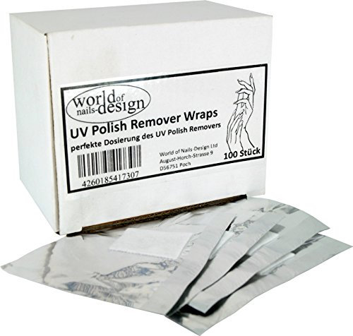 World of Nails-Design Polish Remover Wraps/Pads für UV-Lack oder Nagellack, 1er Pack (1 x 100 Stück)