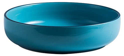 WXiaJ-plato Tazón de Fuente de Ensalada Profundo Grande de la Placa de Sopa de Porcelana Azul Redonda 10.5 Pulgadas