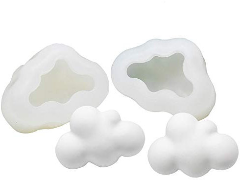 Fewo 2Pcs 3D Cloud Silicone Molds for Fondant Chocolate Candy Cake Decorating Candle Soap Lotion Bar Wax Crayon Melt Plaster Polymer Clay
