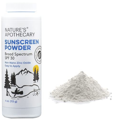 All-Natural, Benzene Free, Non Nano Zinc Oxide Sunscreen Powder SPF 30 - Water & Sweat Resistant, Reef & River Friendly, Hypoallergenic, Biodegradable, Made in USA by Nature's Apothecary