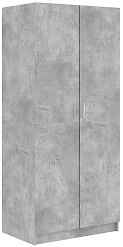 vidaXL Kleiderschrank mit 2 Türen Garderobenschrank Garderobe Schrank Dielenschrank Schlafzimmerschrank Betongrau 80x52x180cm Holzwerkstoff