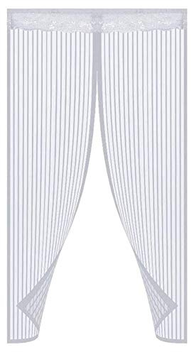 ZHCHL Screen Doors with Magnets, White,Heavy Duty Mesh Curtain with Powerful Magnets, Insect Protection Door No Gap, Keep Bugs Out Lets Fresh Air in