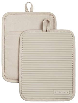 KitchenAid Kitchen Aid Geripptes Topflappen-Set aus weichem Silikon, 17,8 x 22,9 cm, Milchshake