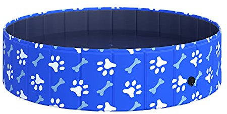 PawHut Hundepool Faltbar Planschbecken für Hunde bis 65 kg Ø120 x 30 cm rutschfest Hundebadewanne Swimmingpool Schwimmbecken für Hunde und Katzen