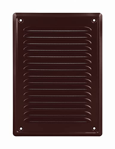 ADGO Rejilla de ventilación de Acero 16,5 x 23,5 cm con protección contra Insectos, Rejilla de ventilación para Chimenea, Rejilla de ventilación, Rejilla de Pared, 1 Unidad, Color marrón