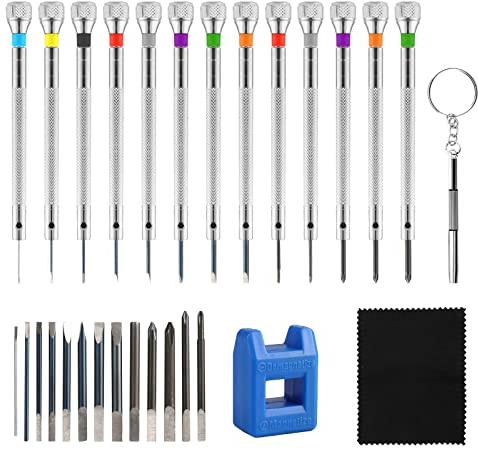 KINBOM 13st Klockskruvmejsel Set, Watch Screwdriver Set Micro Precision Screwdriver Kit med Ersättningsblad för Klockglasögon Smycken Elektronisk Produktreparation