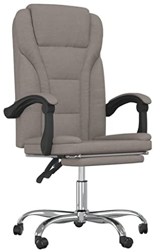 vidaXL Bürostuhl mit Liegefunktion Chefsessel Drehstuhl Sportsitz Bürosessel Schreibtischstuhl Gamingstuhl Racing Stuhl Taupe Stoff